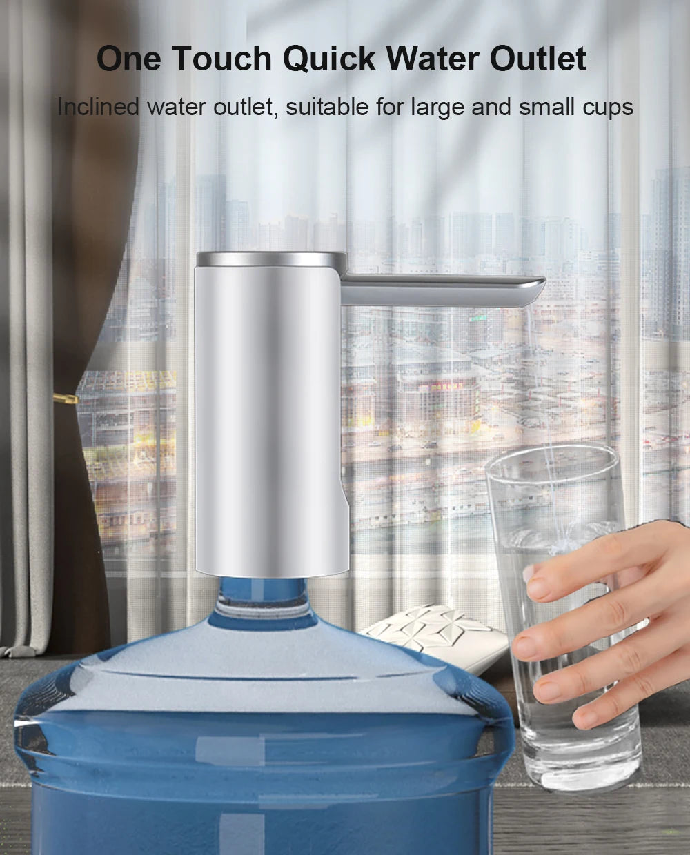 Electric Water Dispenser - Foldable Automatic Water Bottle Pump with USB Rechargeable Battery - ZOOMNSTORE