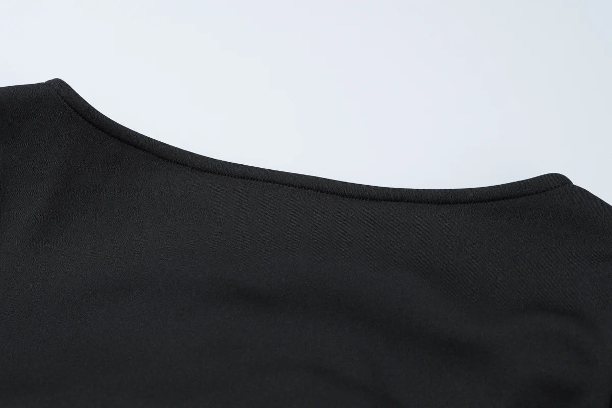 Elegant Bodycon Mini Dress - O-Neck Long Sleeves Ruffles for Party  Streetwear - ZOOMNSTORE