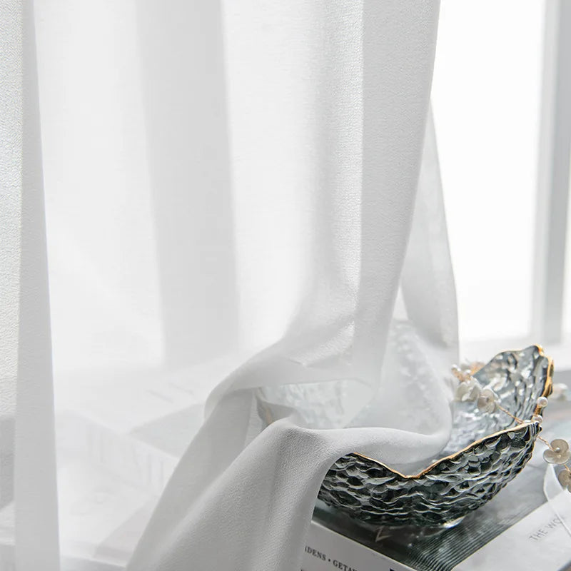 Elegant Cream White Tulle Curtains - Soft Sheer Voile for Living Room  Bedroom Decor - ZOOMNSTORE