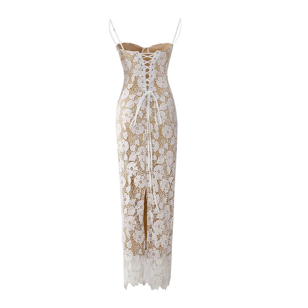 Elegant Womens Winter Maxi Dress - Lace Up Evening Dress for Special Occasions - ZOOMNSTORE