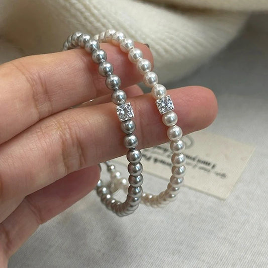 Elegant Handmade Zircon Pearl Bracelet - Retro Luxury Jewelry for Women - ZOOMNSTORE
