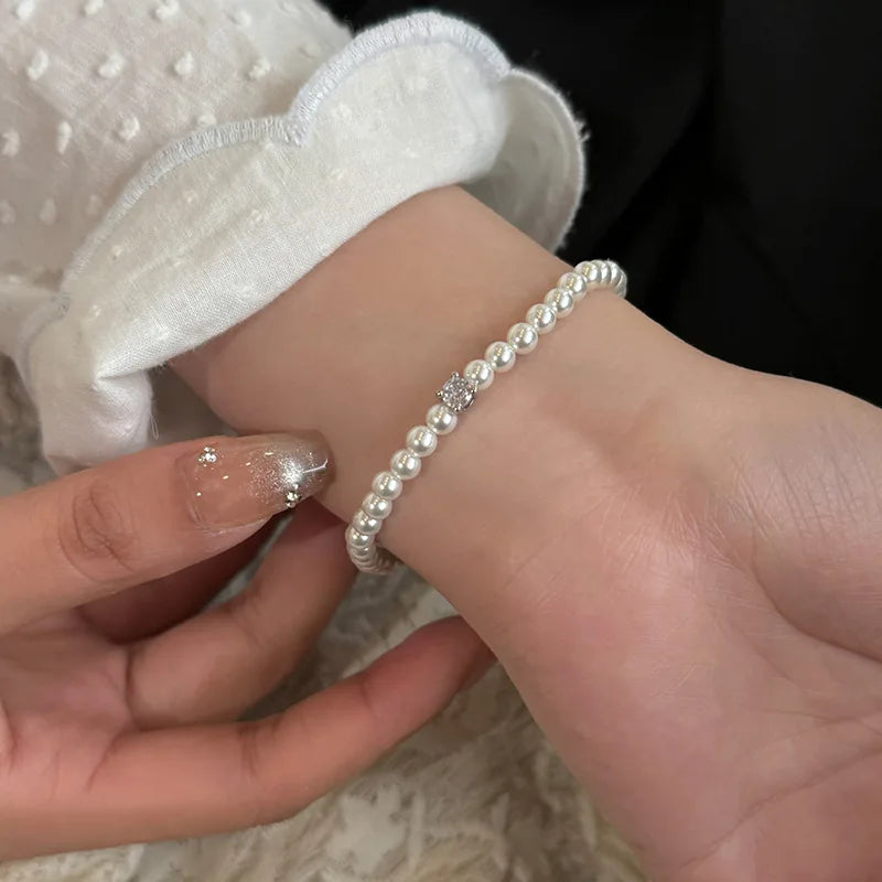 Elegant Handmade Zircon Pearl Bracelet - Retro Luxury Jewelry for Women - ZOOMNSTORE