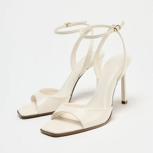Elegant High Heeled Sandals - Designer Patent Leather Ankle Strap Peep Toe Shoes for Women - ZOOMNSTORE