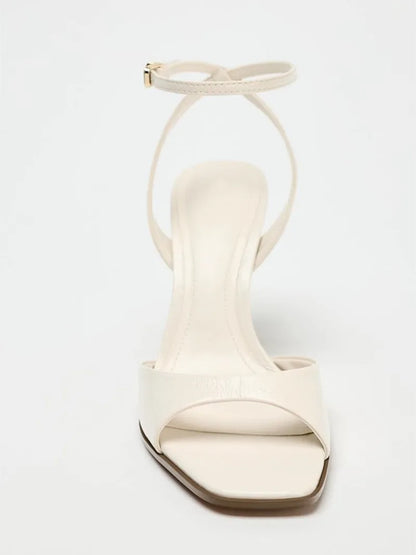 Elegant High Heeled Sandals - Designer Patent Leather Ankle Strap Peep Toe Shoes for Women - ZOOMNSTORE