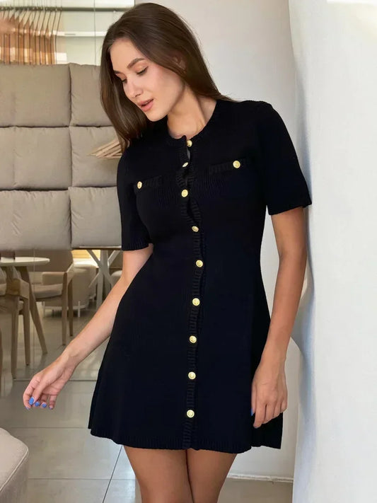 Elegant Knit Mini Dress - Womens Slim High Waist Bodycon Sweater Dress - ZOOMNSTORE