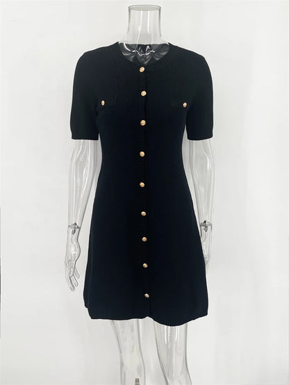 Elegant Knit Mini Dress - Womens Slim High Waist Bodycon Sweater Dress - ZOOMNSTORE