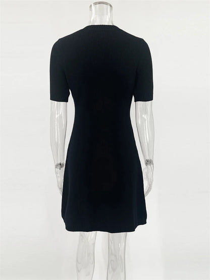 Elegant Knit Mini Dress - Womens Slim High Waist Bodycon Sweater Dress - ZOOMNSTORE