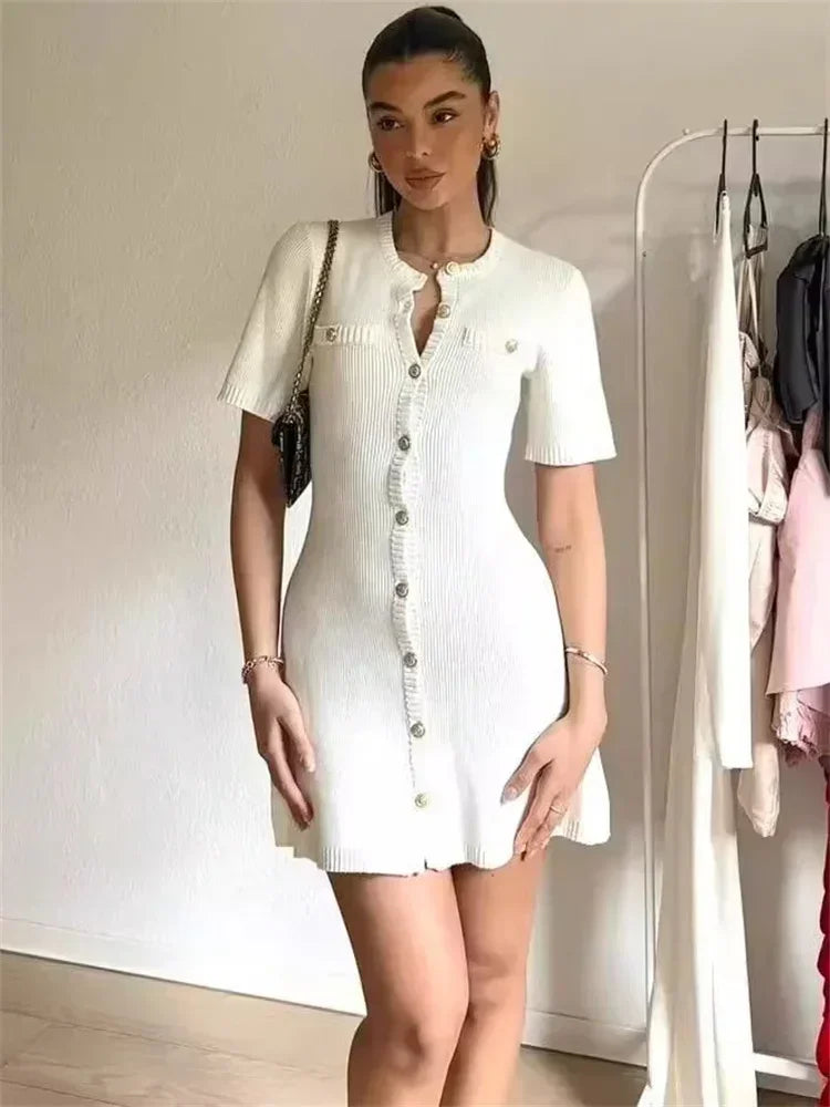 Elegant Knit Mini Dress - Womens Slim High Waist Bodycon Sweater Dress - ZOOMNSTORE