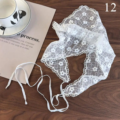 Elegant Lace Floral Hair Scarf - Triangle Headscarf  Sunscreen Travel Headband - ZOOMNSTORE