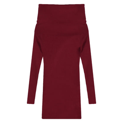 Elegant Off Shoulder Mini Dress - Long Sleeve Bodycon Sweater Dress for Women - ZOOMNSTORE
