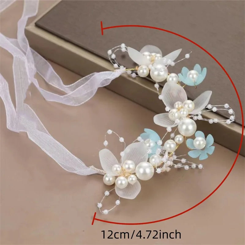 Elegant Girls Headband Imitated Pearl Hair Headdress Baby GirlsFlower Wreath Bride Garland Head Hoop Wedding Headbands Hair - ZOOMNSTORE