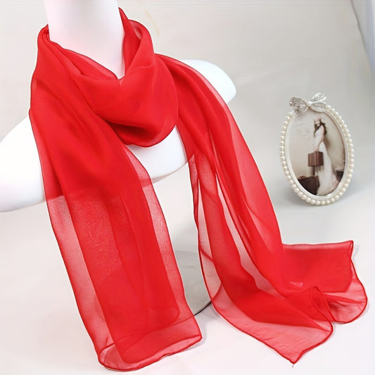 Elegant Red Chiffon Scarf - Lightweight Breathable Fashion Accessory for Yoga Dance Beach and Travel - ZOOMNSTORE