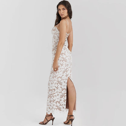 Elegant Womens Winter Maxi Dress - Lace Up Evening Dress for Special Occasions - ZOOMNSTORE