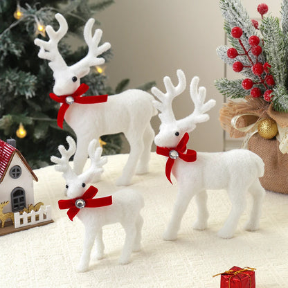 Elk Christmas Ornaments - White Elk Figurines 16/21/26CM Holiday Room Decorations - ZOOMNSTORE