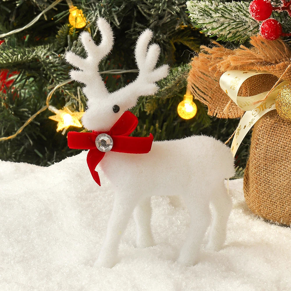 Elk Christmas Ornaments - White Elk Figurines 16/21/26CM Holiday Room Decorations - ZOOMNSTORE