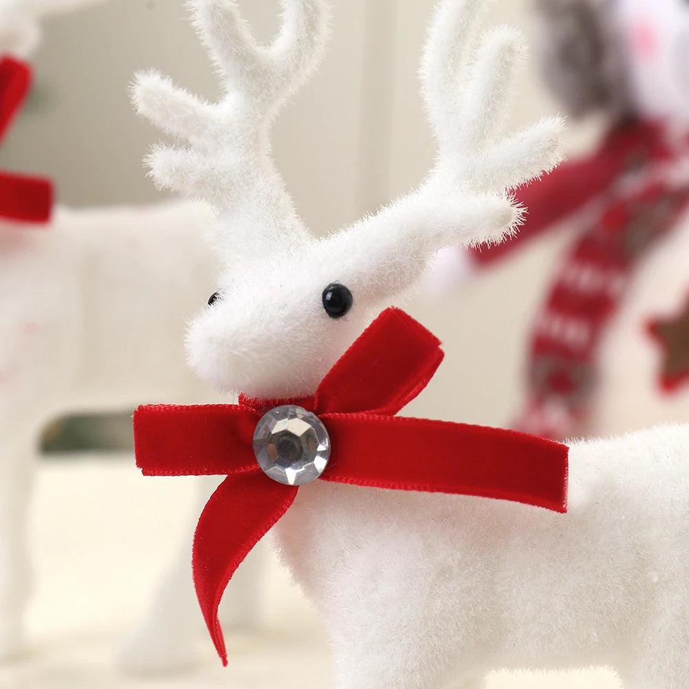 Elk Christmas Ornaments - White Elk Figurines 16/21/26CM Holiday Room Decorations - ZOOMNSTORE