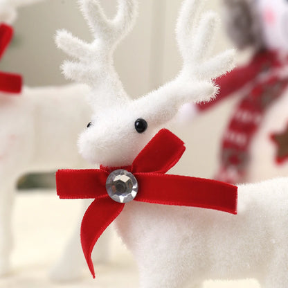 Elk Christmas Ornaments - White Elk Figurines 16/21/26CM Holiday Room Decorations - ZOOMNSTORE