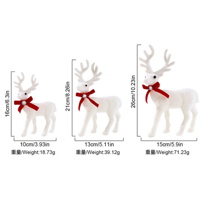 Elk Christmas Ornaments - White Elk Figurines 16/21/26CM Holiday Room Decorations - ZOOMNSTORE
