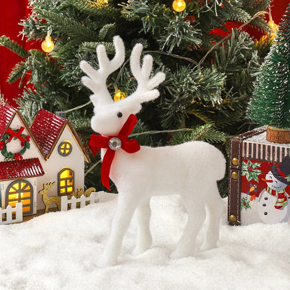 Elk Christmas Ornaments - White Elk Figurines 16/21/26CM Holiday Room Decorations - ZOOMNSTORE
