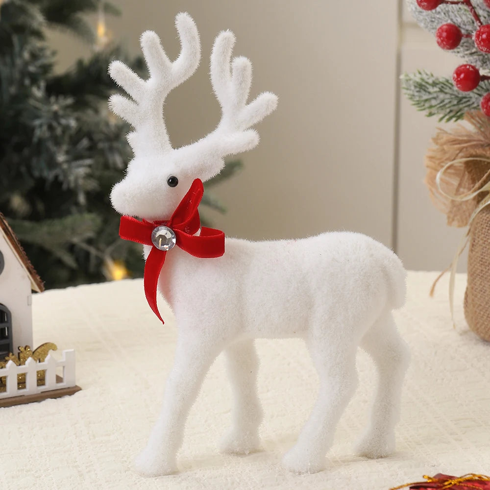 Elk Christmas Ornaments - White Elk Figurines 16/21/26CM Holiday Room Decorations - ZOOMNSTORE