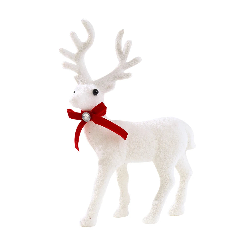 Elk Christmas Ornaments - White Elk Figurines 16/21/26CM Holiday Room Decorations - ZOOMNSTORE