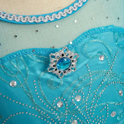 Halloween Elsa Dress for Girls Children Party Princess Costume Kids Disguise with Long Cloak Girl Snow Queen Carnival Clothes - ZOOMNSTORE