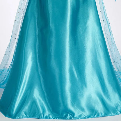 Halloween Elsa Dress for Girls Children Party Princess Costume Kids Disguise with Long Cloak Girl Snow Queen Carnival Clothes - ZOOMNSTORE