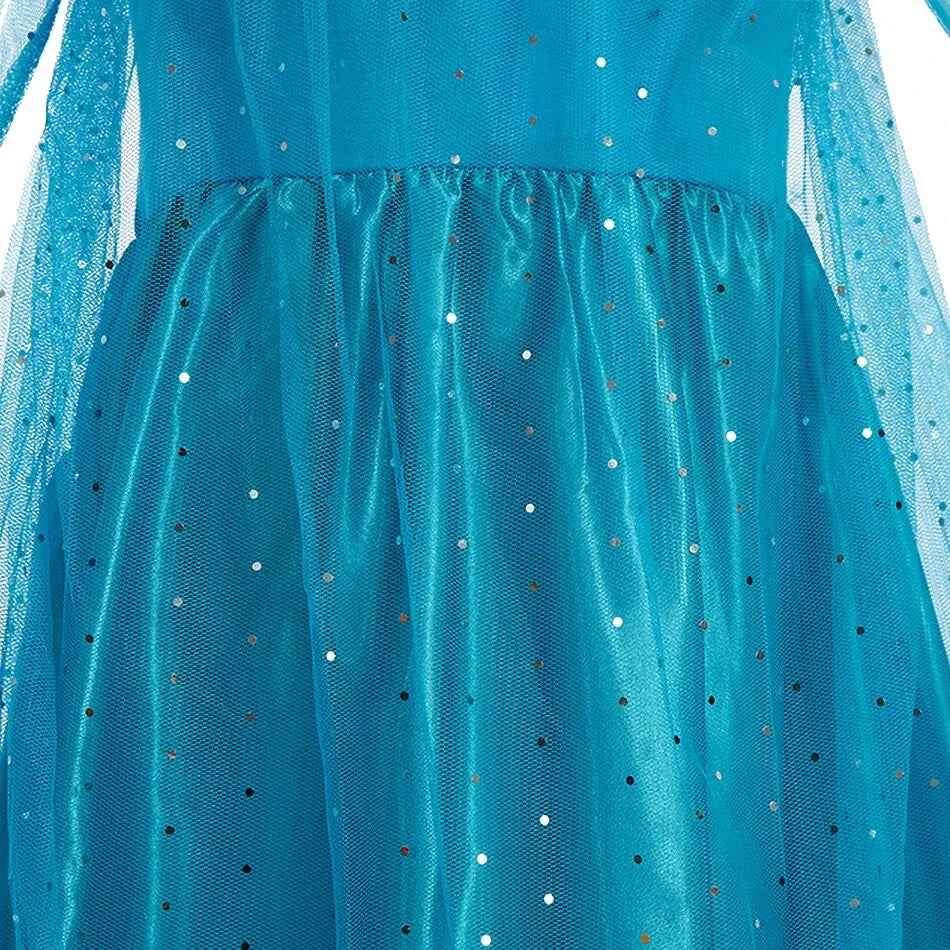 Halloween Elsa Dress for Girls Children Party Princess Costume Kids Disguise with Long Cloak Girl Snow Queen Carnival Clothes - ZOOMNSTORE