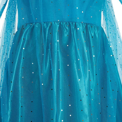 Halloween Elsa Dress for Girls Children Party Princess Costume Kids Disguise with Long Cloak Girl Snow Queen Carnival Clothes - ZOOMNSTORE