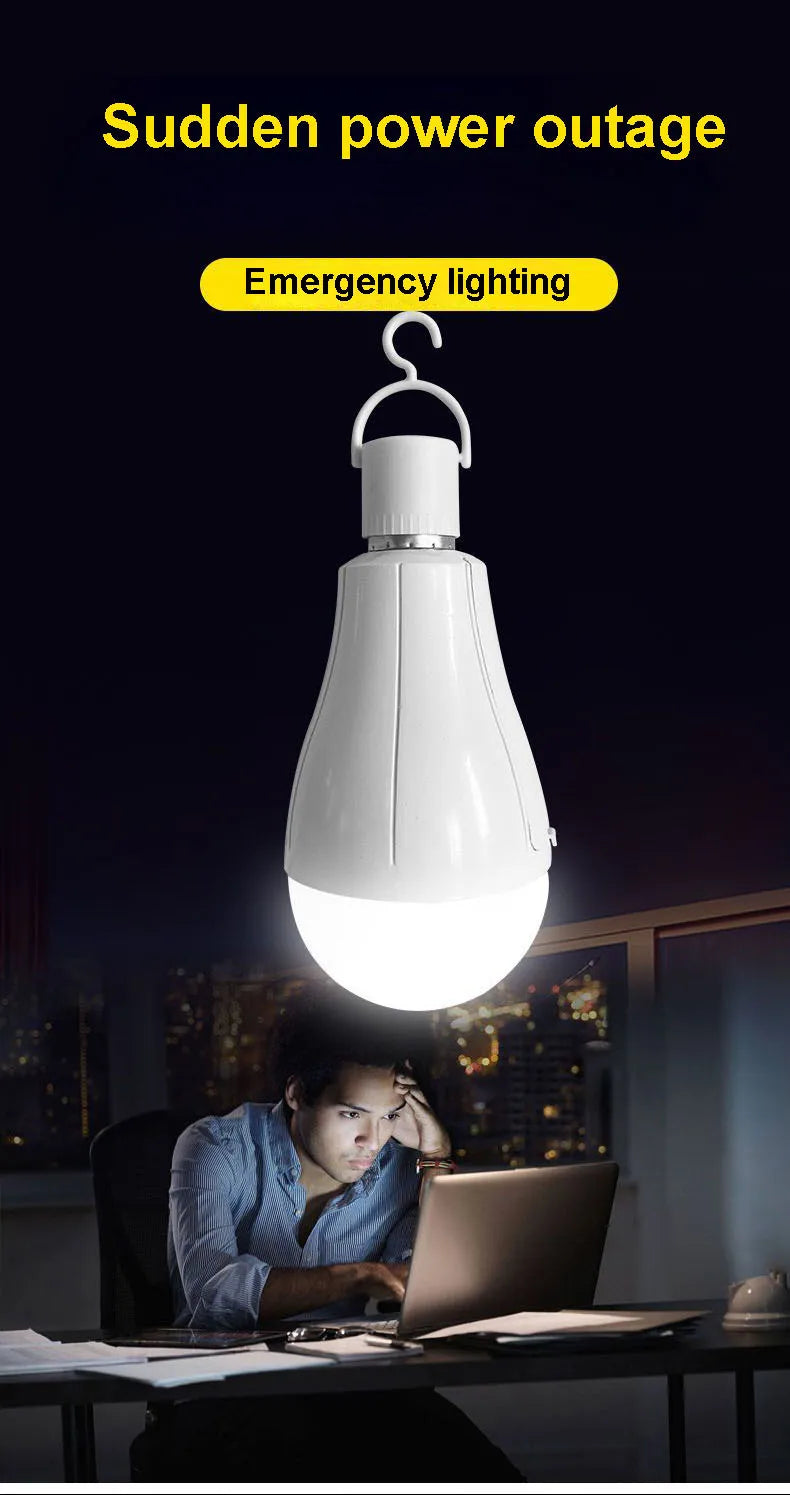 Emergency LED Bulb | Smart Charging Globe Light with 18650 Battery & Flicker-Free Hook - ZOOMNSTORE