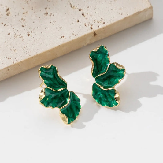 Enamel Flower Earrings | Korean Style Delicate Stud Earrings in Red Green White for Daily Wear - ZOOMNSTORE