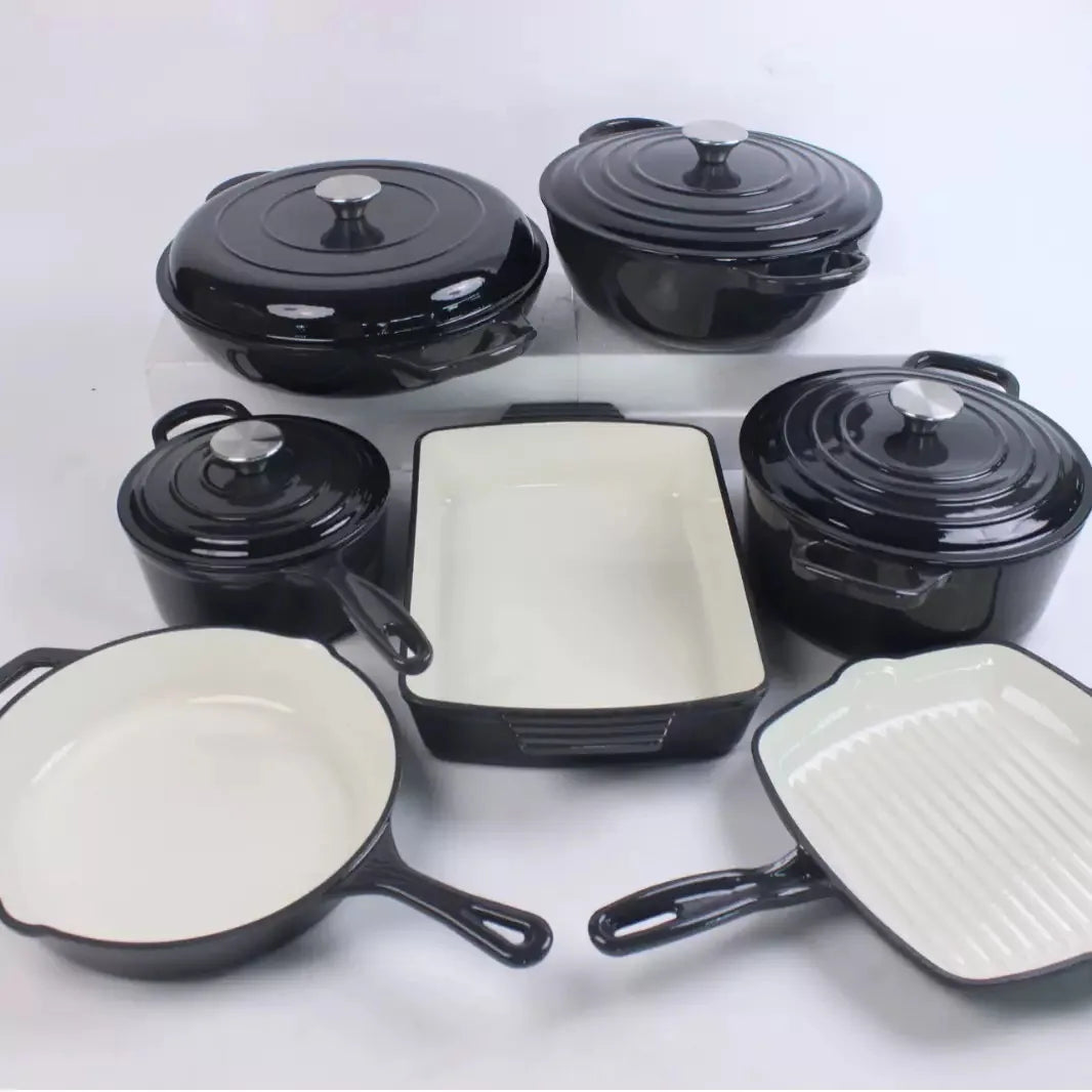 30CM Enameled Cast Iron Dutch Oven Set - Minimalist Induction Cookware for Modern Kitchens - ZOOMNSTORE