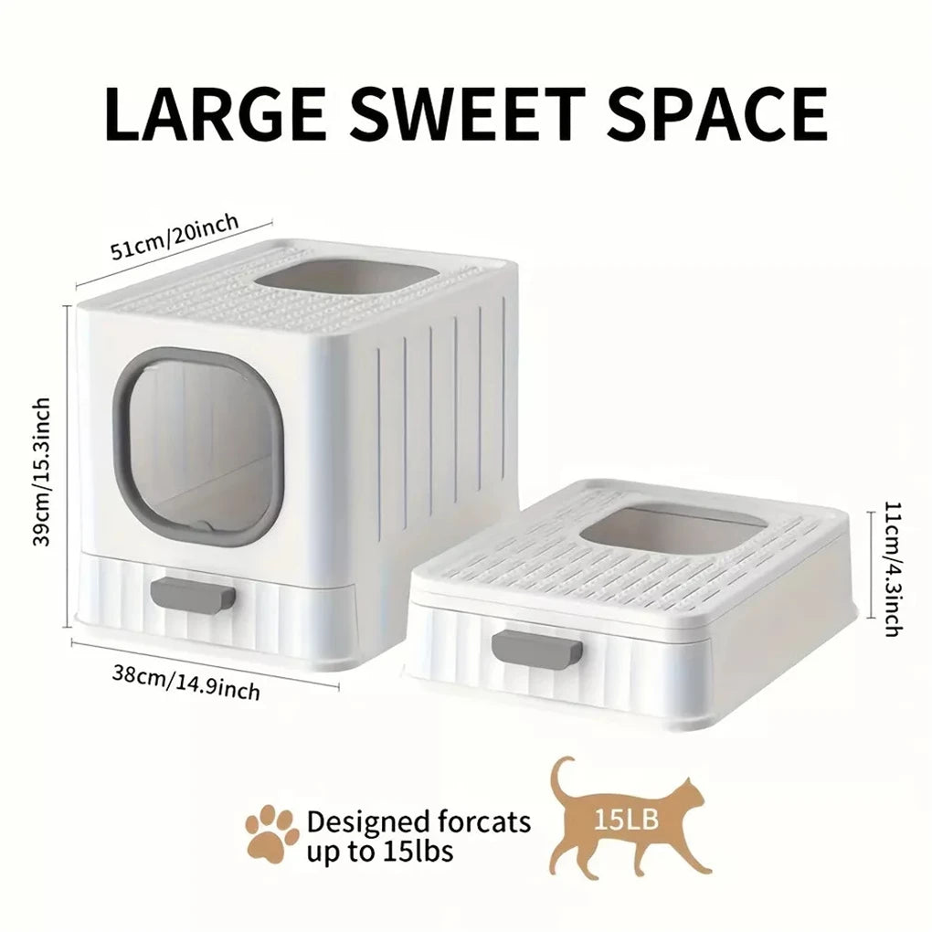 Leak-Proof Enclosed Cat Litter Box - Pull Drawer with Scoop and Lid - ZOOMNSTORE