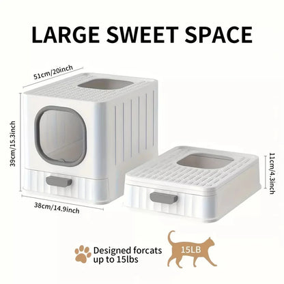 Leak-Proof Enclosed Cat Litter Box - Pull Drawer with Scoop and Lid - ZOOMNSTORE