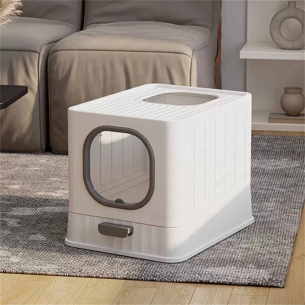 Leak-Proof Enclosed Cat Litter Box - Pull Drawer with Scoop and Lid - ZOOMNSTORE