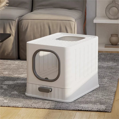 Leak-Proof Enclosed Cat Litter Box - Pull Drawer with Scoop and Lid - ZOOMNSTORE
