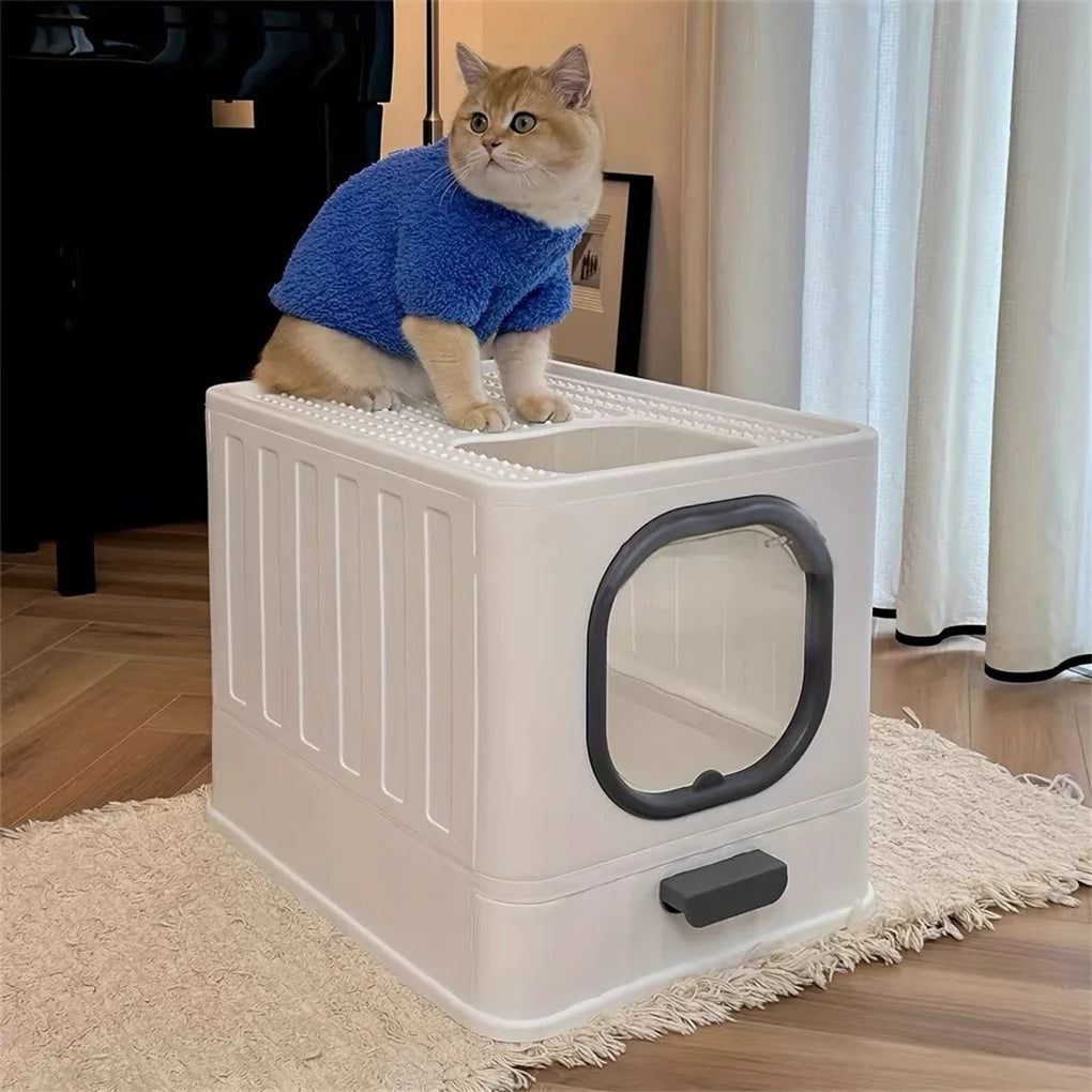 Leak-Proof Enclosed Cat Litter Box - Pull Drawer with Scoop and Lid - ZOOMNSTORE