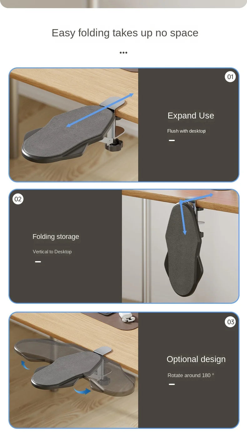 Ergonomic Foldable Desk Arm Rest  Wrist Support Pad with Rotating Mouse Pad Holder - ZOOMNSTORE