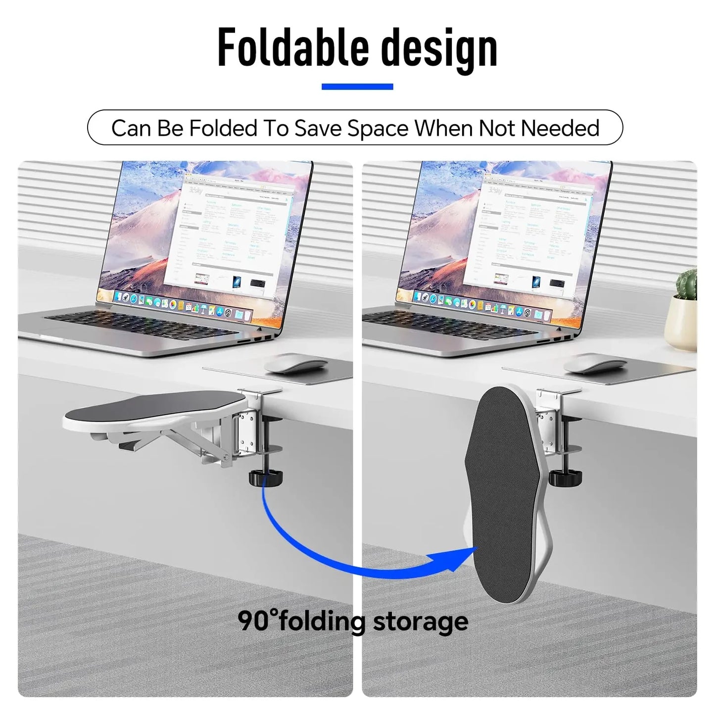 Ergonomic Foldable Desk Arm Rest  Wrist Support Pad with Rotating Mouse Pad Holder - ZOOMNSTORE
