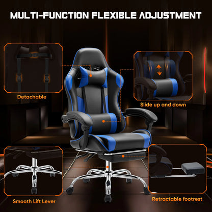 Ergonomic Gaming Chair – Adjustable Racing PU Leather Desk Chair with Lumbar Support - ZOOMNSTORE