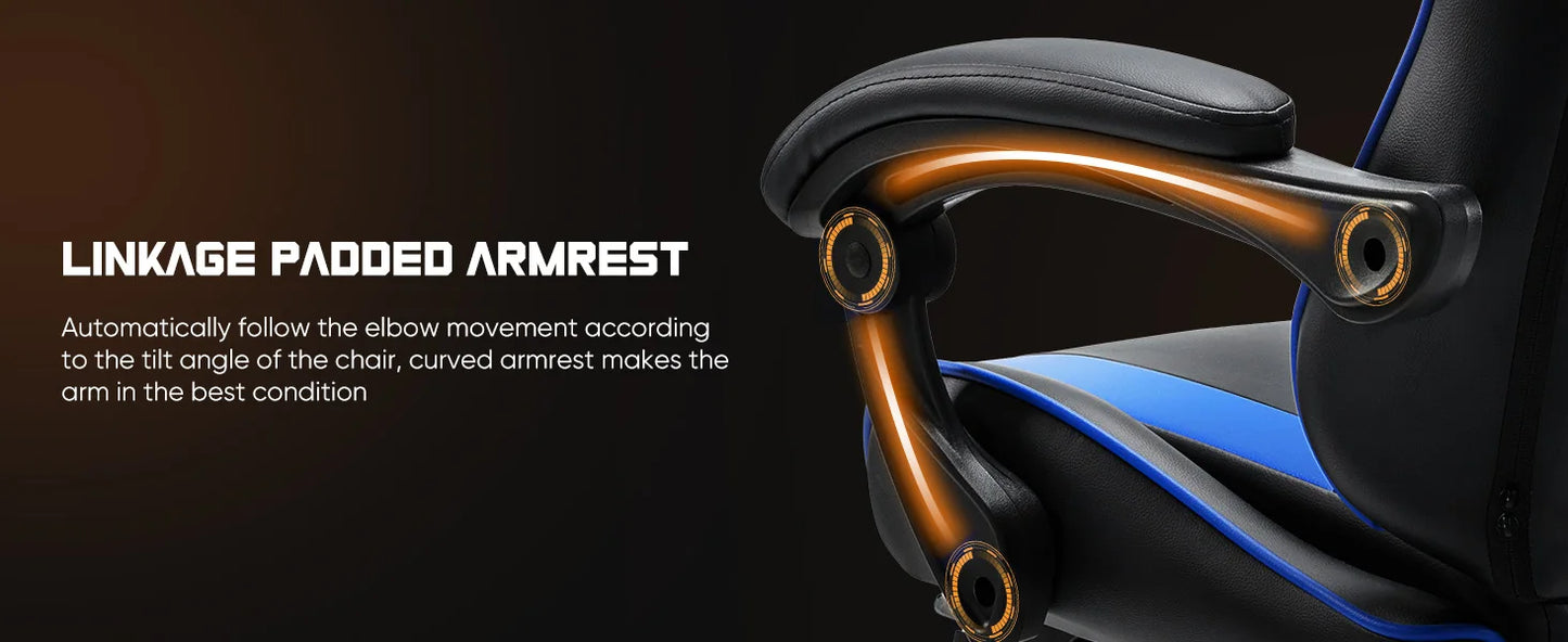 Ergonomic Gaming Chair – Adjustable Racing PU Leather Desk Chair with Lumbar Support - ZOOMNSTORE