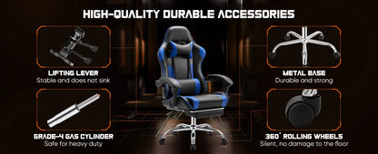 Ergonomic Gaming Chair – Adjustable Racing PU Leather Desk Chair with Lumbar Support - ZOOMNSTORE
