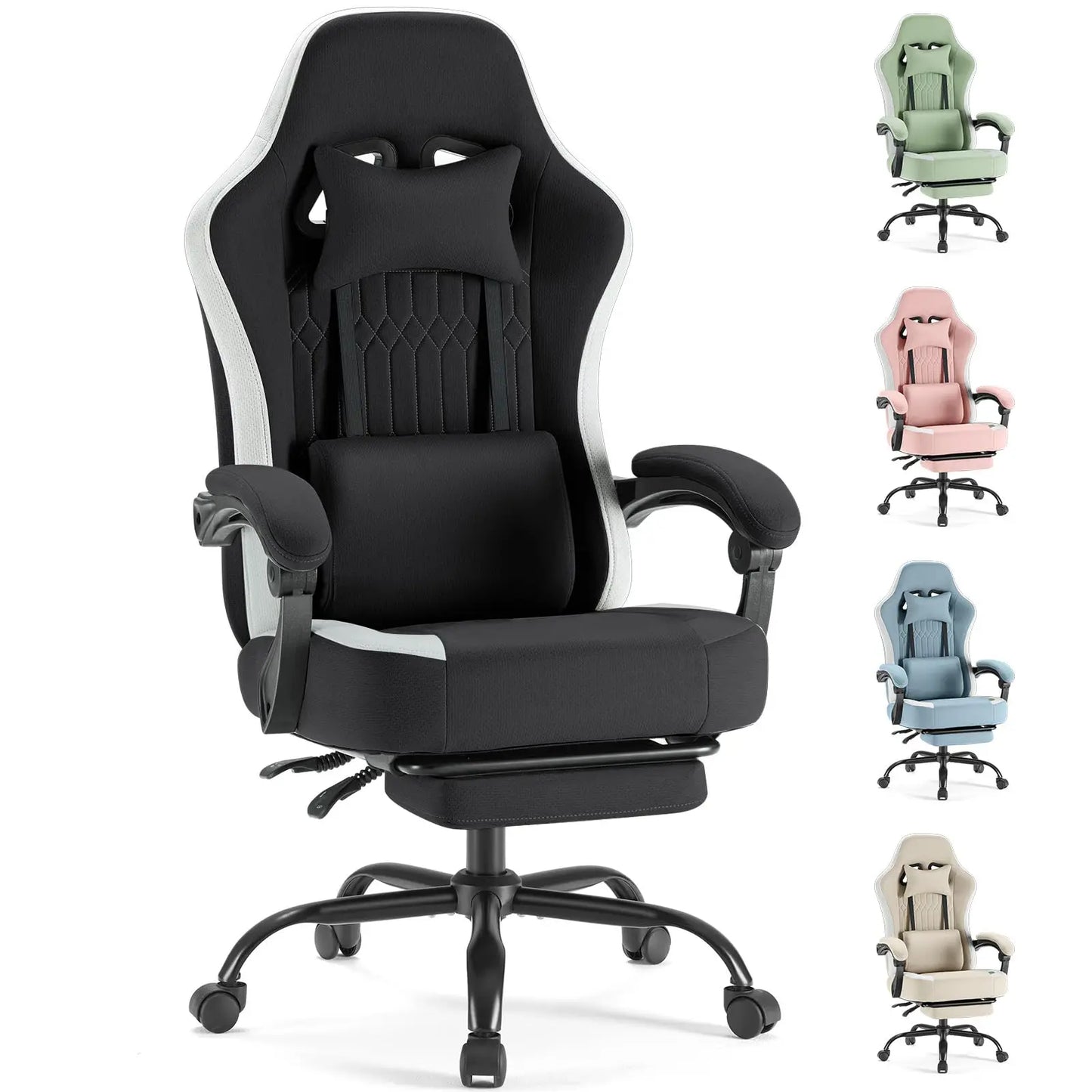 Ergonomic Gaming Chair - Height Adjustable 360° Swivel With Lumbar Support - ZOOMNSTORE