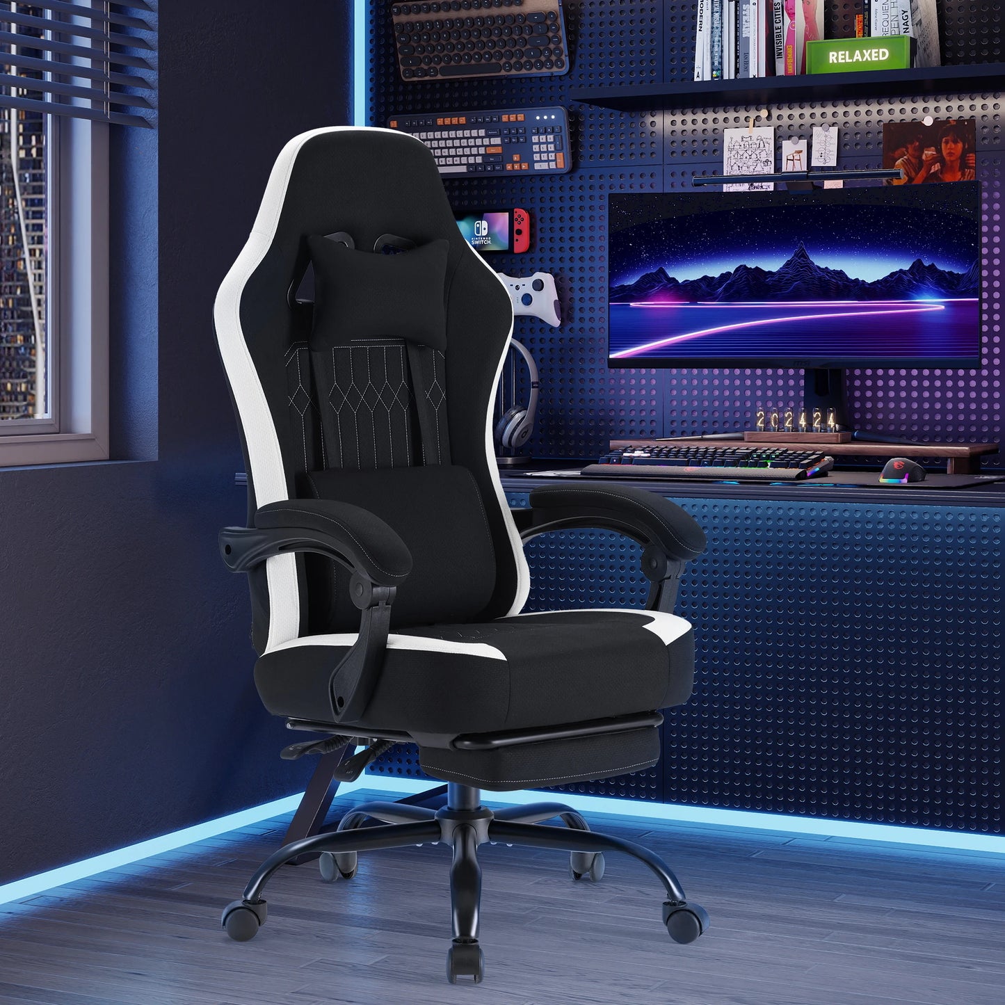 Ergonomic Gaming Chair - Height Adjustable 360° Swivel With Lumbar Support - ZOOMNSTORE