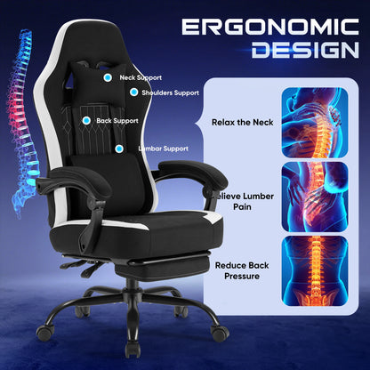 Ergonomic Gaming Chair - Height Adjustable 360° Swivel With Lumbar Support - ZOOMNSTORE