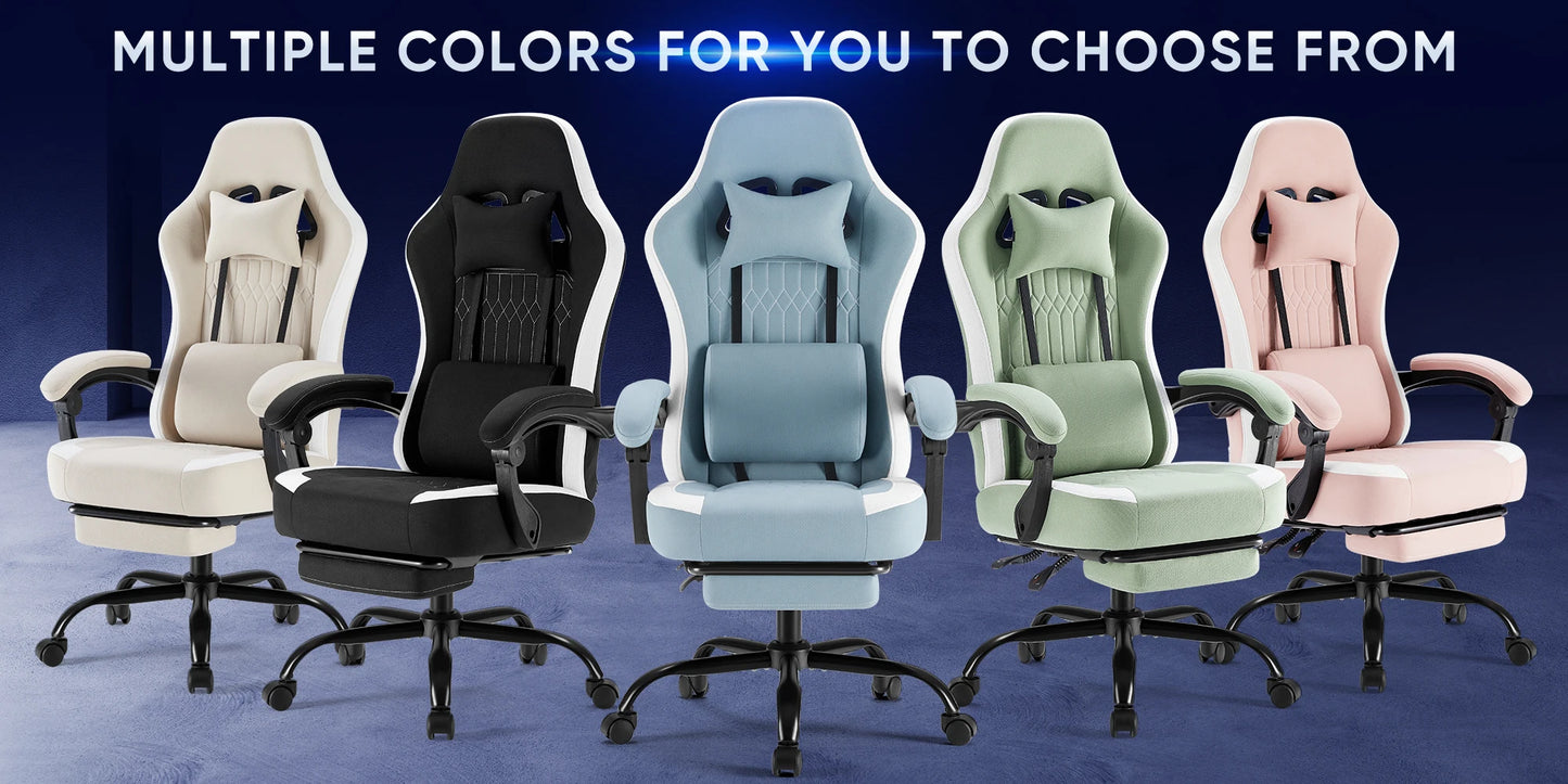 Ergonomic Gaming Chair - Height Adjustable 360° Swivel With Lumbar Support - ZOOMNSTORE