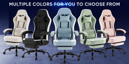 Ergonomic Gaming Chair - Height Adjustable 360° Swivel With Lumbar Support - ZOOMNSTORE