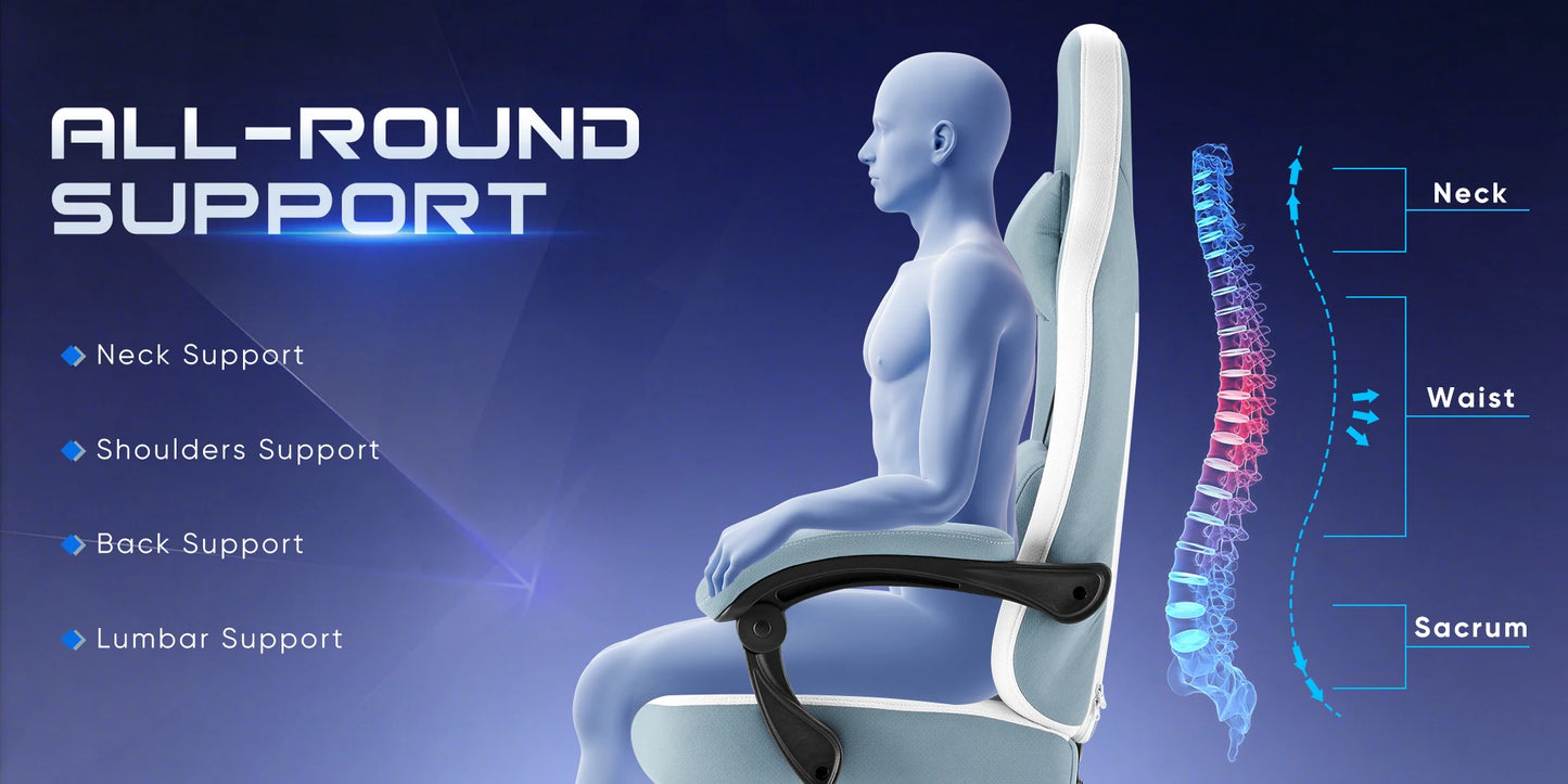 Ergonomic Gaming Chair - Height Adjustable 360° Swivel With Lumbar Support - ZOOMNSTORE