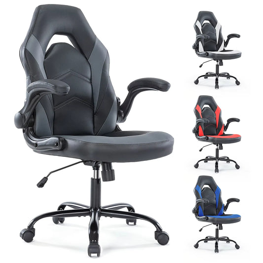 Ergonomic Gaming Desk Chair - Adjustable PU Leather with Flip-up Armrests - ZOOMNSTORE