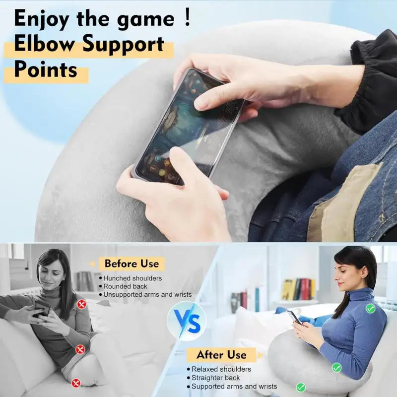Ergonomic Gaming Pillow – U Shaped Lap Pillow with Elbow Rest & Arm Support - ZOOMNSTORE